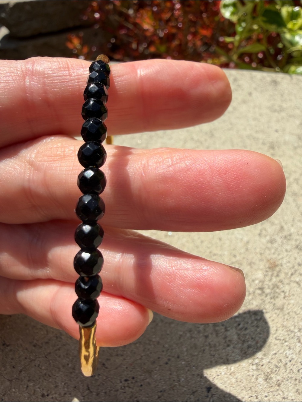 Gorjana Black Faceted Bead Bracelet with Gold Accent